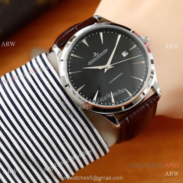 Best Copy Jaeger LeCoultre Master Ultra thin Men Watches SS Black Dial Best Copy Jaeger LeCoultre Master Ultra thin Men Watches SS Black Dial