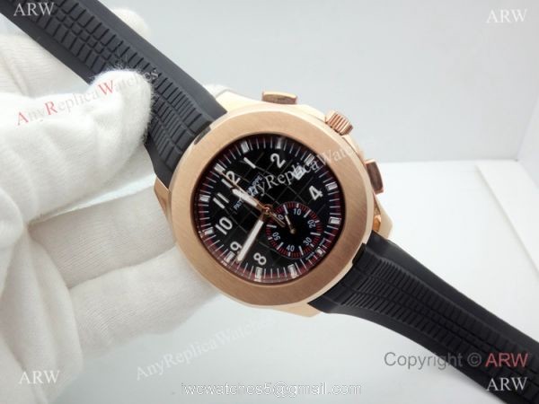 Copy Patek Philippe Aquanaut Chronograph watch Rose Gold Black Dial Copy Patek Philippe Aquanaut Chronograph watch Rose Gold Black Dial
