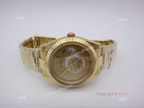 Rolex Sky Dweller Replica Wristwatch Yellow Gold Arabic Markers 40mm Rolex Sky Dweller Replica Wristwatch Yellow Gold Arabic Markers 40mm