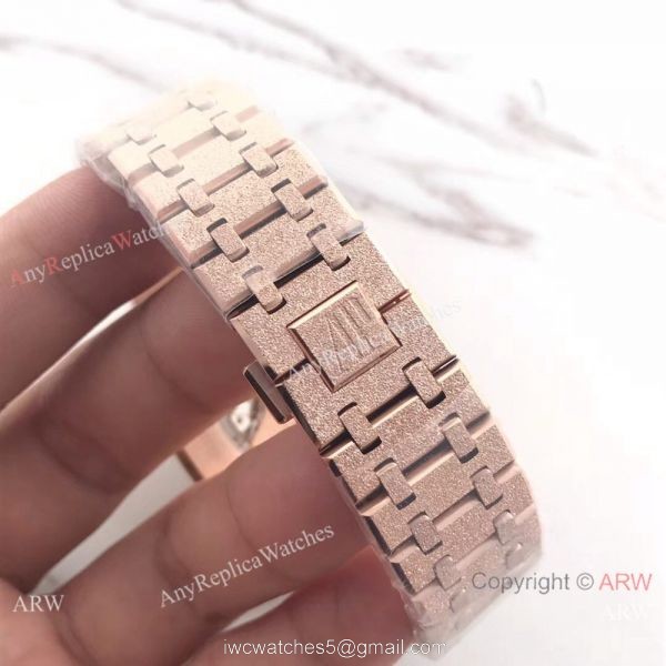 JF Factory Replica Audemars Piguet Frosted Rose Gold Gray Face 41mm Watch JF Factory Replica Audemars Piguet Frosted Rose Gold Gray Face 41mm Watch