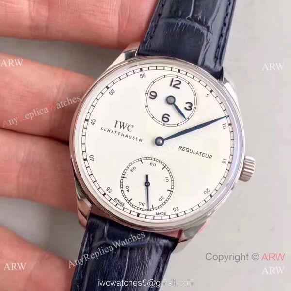 Swiss Grade 1A IWC Regulateur Watch White Dial Blue Leather Strap Swiss Grade 1A IWC Regulateur Watch White Dial Blue Leather Strap