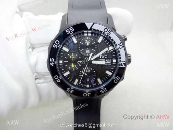 New IWC Aquatimer Chrono Quartz Copy Watch BlueWhite Bezel Black Case New IWC Aquatimer Chrono Quartz Copy Watch BlueWhite Bezel Black Case