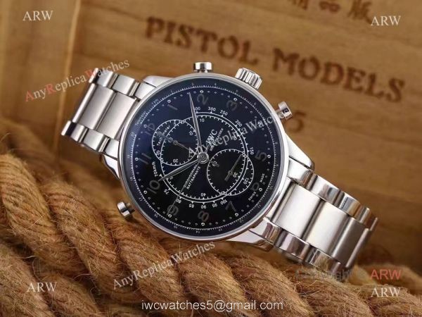 Replica IWC Portuguese Black Face Stainless Steel Black Watch 41mm IW371215 Replica IWC Portuguese Black Face Stainless Steel Black Watch 41mm IW371215
