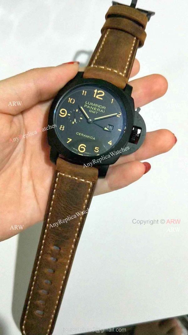 Copy Panerai PAM 441 Luminor GMT Ceramica Watch Black Case Copy Panerai PAM 441 Luminor GMT Ceramica Watch Black Case