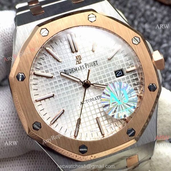 Newest Fake Audemars Piguet Royal Oak Watch Two Tone Rose Gold Silver Dial Newest Fake Audemars Piguet Royal Oak Watch Two Tone Rose Gold Silver Dial