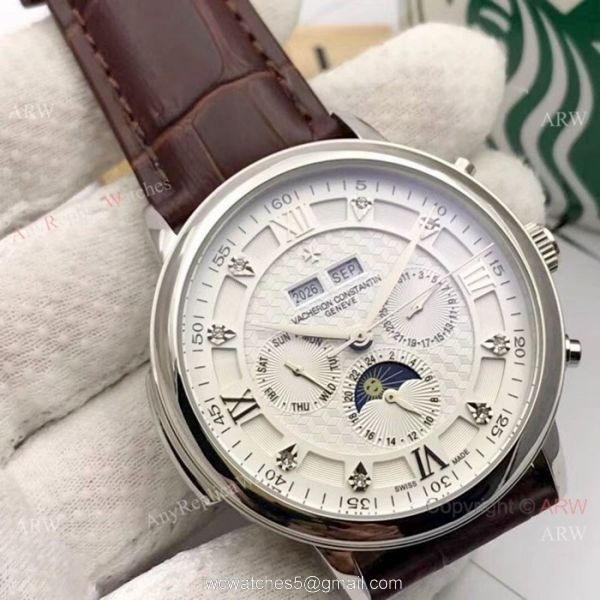 Vacheron Constantin Annual Calendar Moonphase Replica watch SS White Face Vacheron Constantin Annual Calendar Moonphase Replica watch SS White Face