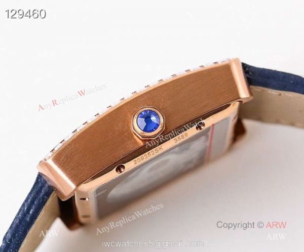 Swiss ETA2824 Cartier Tank Moon phase copy Watches Rose Gold Diamond Bezel Swiss ETA2824 Cartier Tank Moon phase copy Watches Rose Gold Diamond Bezel