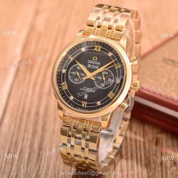 Best Quality Omega De Ville Fake Watches Yellow Gold Chronograph Best Quality Omega De Ville Fake Watches Yellow Gold Chronograph