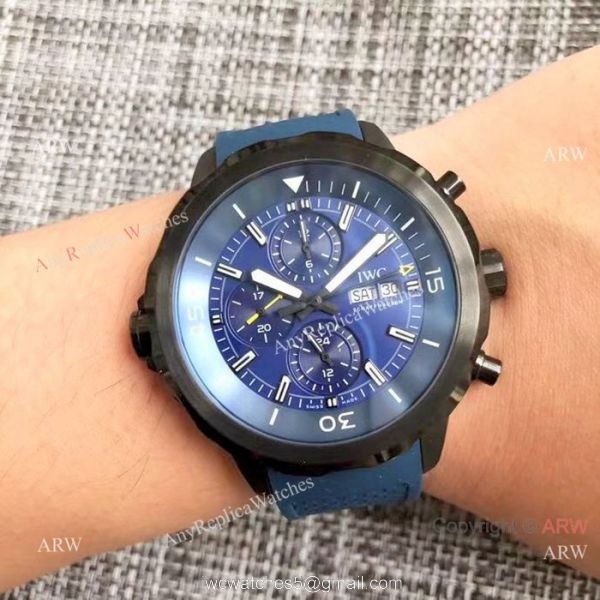 Replica IWC Aquatimer Watch Black Case Blue Chronograph Dial Replica IWC Aquatimer Watch Black Case Blue Chronograph Dial