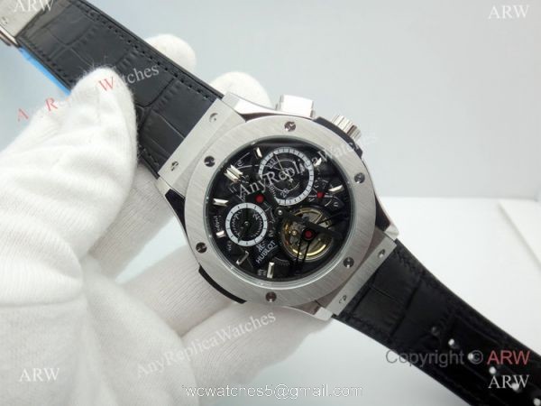 Hublot Tourbillon Skeleton Classic Fusion Watch 45mm SS Black Gummy Band Hublot Tourbillon Skeleton Classic Fusion Watch 45mm SS Black Gummy Band