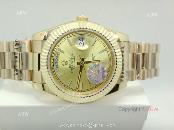 Copy Rolex Day Date 40mm Watch All Gold President White Stick Copy Rolex Day Date 40mm Watch All Gold President White Stick