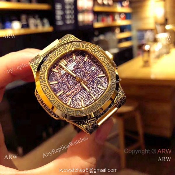 Patek Philippe Engraving Nautilus Anniversary Watch Gold Case 40MM Patek Philippe Engraving Nautilus Anniversary Watch Gold Case 40MM