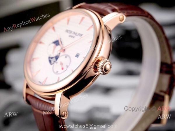 Patek Philippe Calatrava 42mm Copy Watches SS White Moonphase Dial Patek Philippe Calatrava 42mm Copy Watches SS White Moonphase Dial