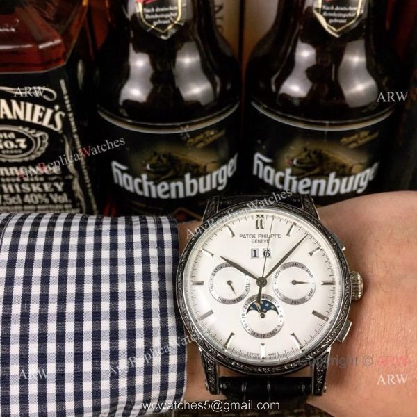 Fake Patek Philippe Geneve Complications 43mm Watch Tattoo case Fake Patek Philippe Geneve Complications 43mm Watch Tattoo case