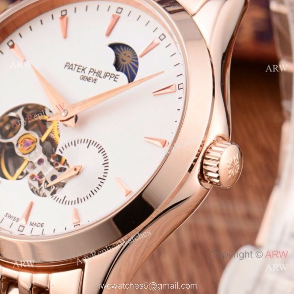 New Style Copy Patek Philippe Moon phase Watch Rose Gold 41mm Case New Style Copy Patek Philippe Moon phase Watch Rose Gold 41mm Case