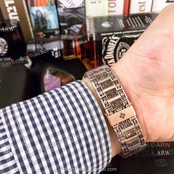 Clone Patek Philippe Nautilus White Face Rose Gold Tattoo Watch 40mm Clone Patek Philippe Nautilus White Face Rose Gold Tattoo Watch 40mm