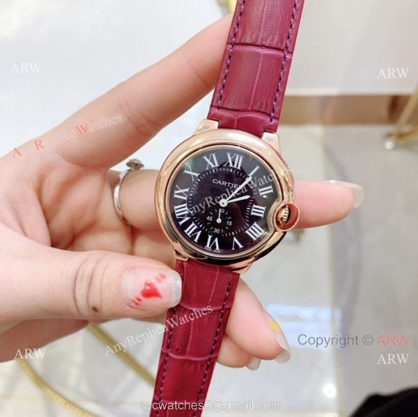 Fake Cartier Ballon Bleu Cartier Watch Lady 36mm Blue Leather Band Fake Cartier Ballon Bleu Cartier Watch Lady 36mm Blue Leather Band