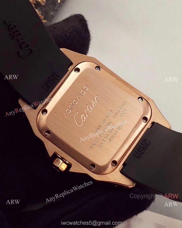 Japan Grade Replica Cartier Santos 100 Rose Gold Watch 35mm Japan Grade Replica Cartier Santos 100 Rose Gold Watch 35mm