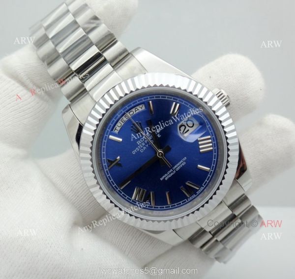 Best Rolex Day Date President Replica Watch 40mm Stainless Steel Blue Dial Best Rolex Day Date President Replica Watch 40mm Stainless Steel Blue Dial