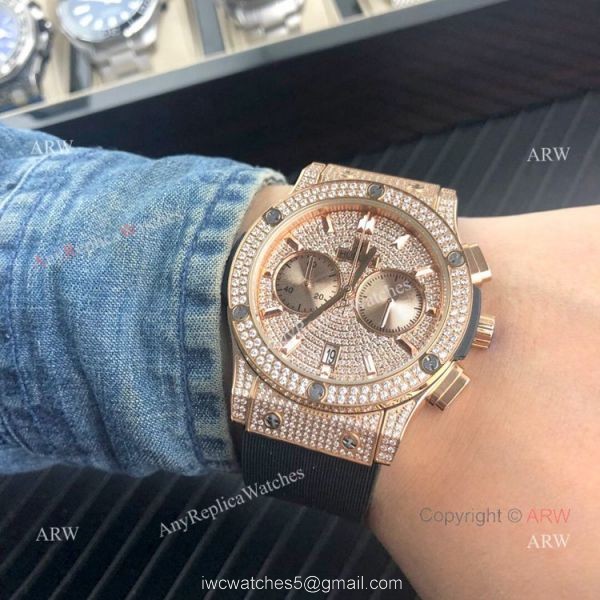 Classic Fusion Hublot Knock off Watch Rose Gold Iced Out watch Classic Fusion Hublot Knock off Watch Rose Gold Iced Out watch