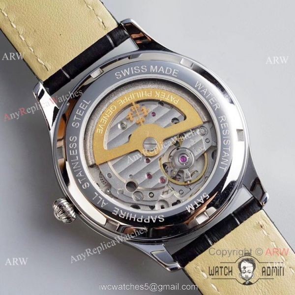 Swiss Grade 1 Patek Philippe Moonphase Replica Wristwatch Blue Dial Black Leather Strap Swiss Grade 1 Patek Philippe Moonphase Replica Wristwatch Blue Dial Black Leather Strap