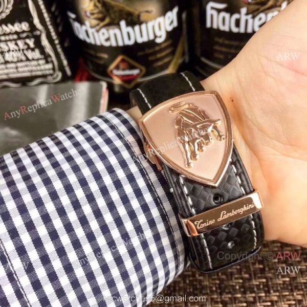 Copy Lamborghini Herrenuhr Quartz watch Rose Gold Bezel Silver Dial Copy Lamborghini Herrenuhr Quartz watch Rose Gold Bezel Silver Dial