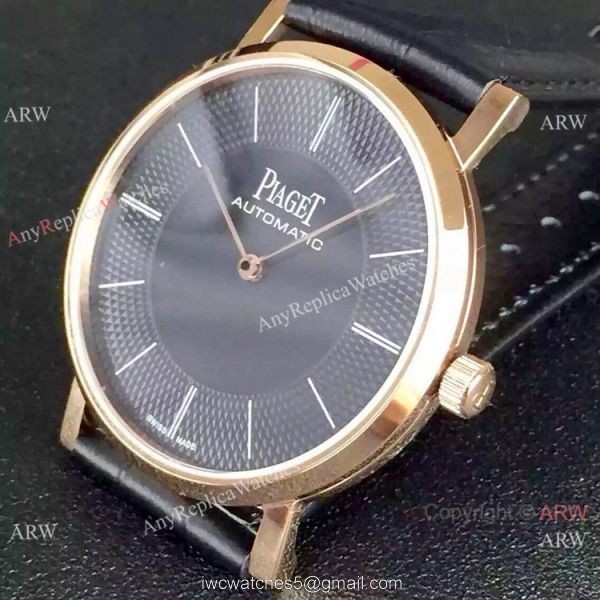 1 1 Swiss Replica Piaget Altiplano 9015 Rose Gold Black Dial Watch 1 1 Swiss Replica Piaget Altiplano 9015 Rose Gold Black Dial Watch