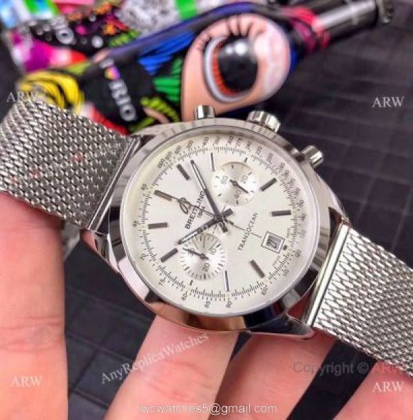 Clone Breitling Transocean Chronograph Watch Stainless Steel White Face 45mm Clone Breitling Transocean Chronograph Watch Stainless Steel White Face 45mm