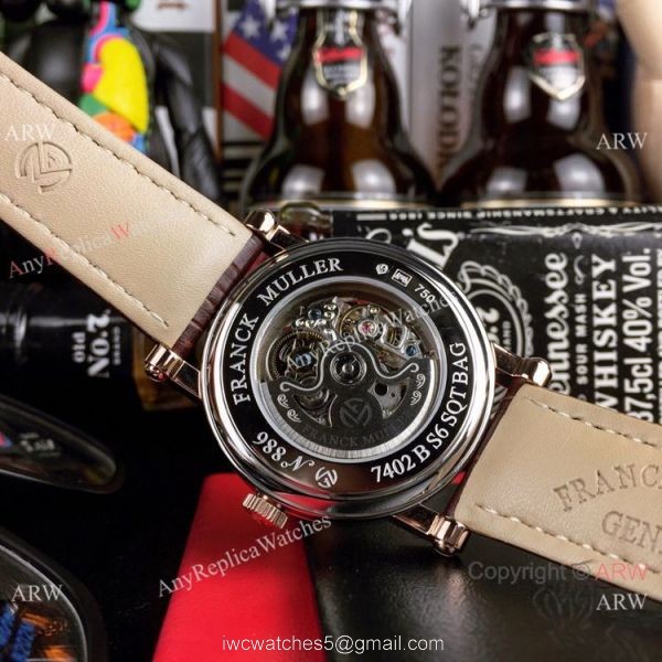 New Copy Franck Muller Round Skeleton Watch Rose Gold Brown Leather Strap New Copy Franck Muller Round Skeleton Watch Rose Gold Brown Leather Strap