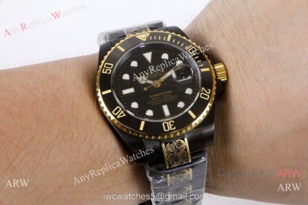 High Quality Rolex Submariner Black Face Two Tone Tattoo Watch 40mm High Quality Rolex Submariner Black Face Two Tone Tattoo Watch 40mm