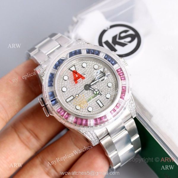Swiss Grade 1 Copy Rolex GMT Master 2 Rainbow Bezel KSF 316L Stainless Steel Watch 40mm Swiss Grade 1 Copy Rolex GMT Master 2 Rainbow Bezel KSF 316L Stainless Steel Watch 40mm