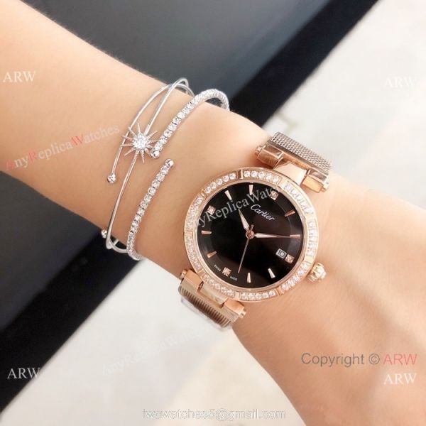 New Copy Cartier Pasha de Black Dial Rose Gold Watch 35mm Women New Copy Cartier Pasha de Black Dial Rose Gold Watch 35mm Women