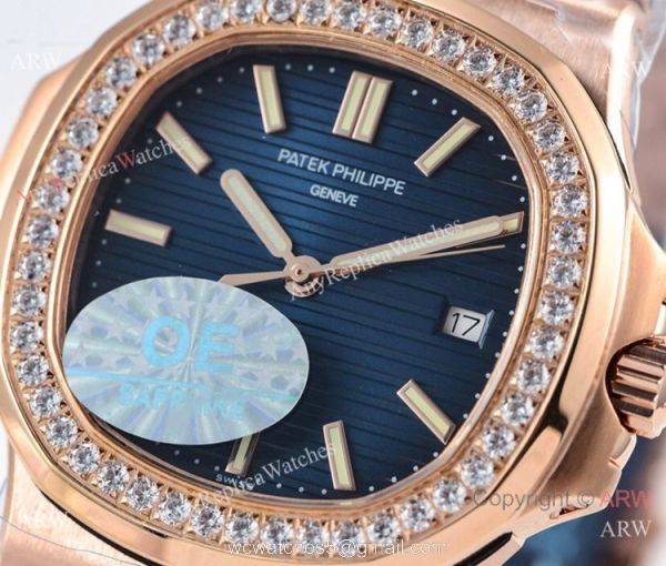 OE Factory Patek Philippe 5713G Nautilus Watches Copy Rose Gold Diamond bezel OE Factory Patek Philippe 5713G Nautilus Watches Copy Rose Gold Diamond bezel