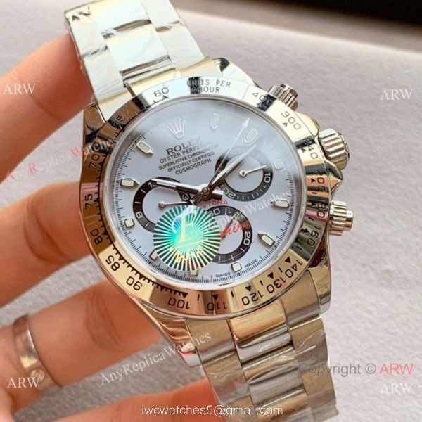 Replica Rolex Daytona 40mm Watches Ss Silver Dial w/ Black Subdials Replica Rolex Daytona 40mm Watches Ss Silver Dial w/ Black Subdials