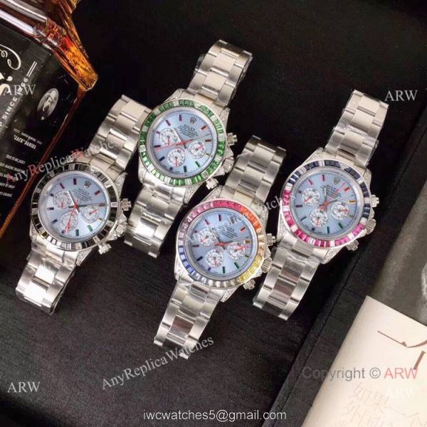 Rolex Daytona Stainless Steel Glacier blue Dial Fake Rolex with Diamond Bezel Men Watch Rolex Daytona Stainless Steel Glacier blue Dial Fake Rolex with Diamond Bezel Men Watch