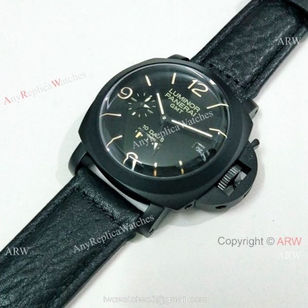 New Replica Panerai Luminor 1950 GMT 10 Days PAM00335 Watch Black Steel New Replica Panerai Luminor 1950 GMT 10 Days PAM00335 Watch Black Steel