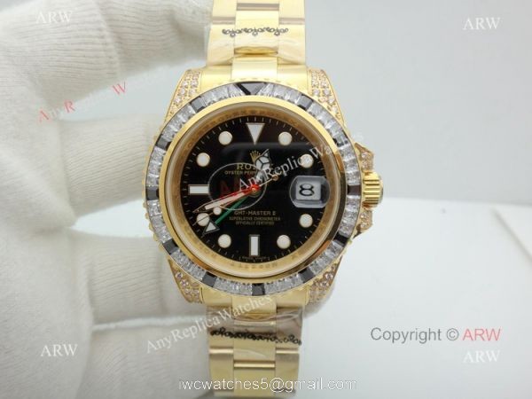 Copy Rolex GMT Yellow Gold 40mm Watch Rolex GMT Master 2 Rainbow Bezel Copy Rolex GMT Yellow Gold 40mm Watch Rolex GMT Master 2 Rainbow Bezel