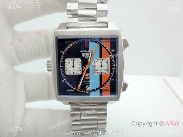 Tag Heuer Monaco Quartz Calibre 12 Replica Watch Stainless Steel Blue Red Dial Tag Heuer Monaco Quartz Calibre 12 Replica Watch Stainless Steel Blue Red Dial