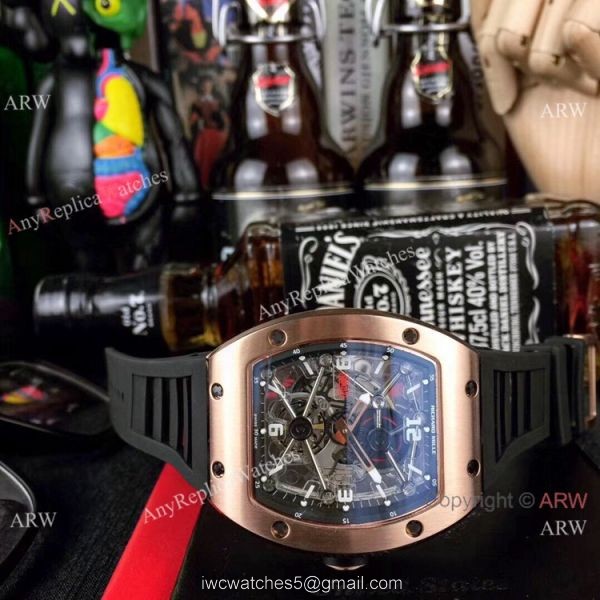 Richard Mille RM012 Rose Gold Rubber Strap Watch Swiss Quality Richard Mille RM012 Rose Gold Rubber Strap Watch Swiss Quality