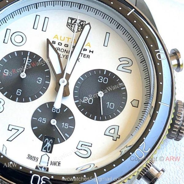 Copy Tag Heuer Autavia Flyback Stainless Steel White Dial Watches 43mm Copy Tag Heuer Autavia Flyback Stainless Steel White Dial Watches 43mm