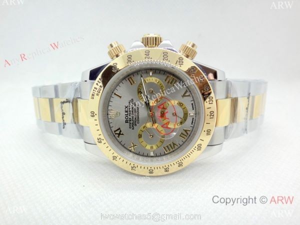 High Quality Copy Rolex Daytona Two Tone Gray Roman Watch 40mm High Quality Copy Rolex Daytona Two Tone Gray Roman Watch 40mm