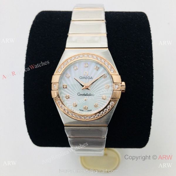 (VS) Replica Omega Constellation 2-Tone Rose Gold Diamond Watch with Quartz Movement (VS) Replica Omega Constellation 2-Tone Rose Gold Diamond Watch with Quartz Movement