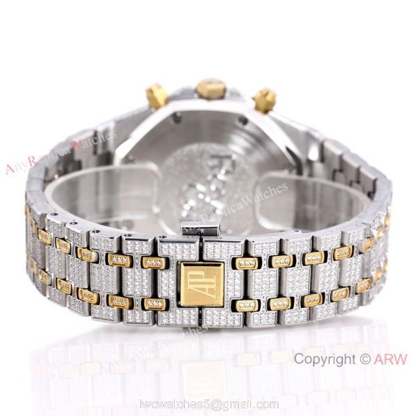 Best Replica Audemars Piguet Royal Oak Iced Out Watch Two Tone Diamond Dial Best Replica Audemars Piguet Royal Oak Iced Out Watch Two Tone Diamond Dial