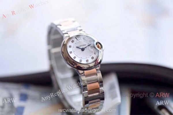 V6 Factory Cartier Ballon Bleu Two Tone Rose Gold Diamond Watch 28mm V6 Factory Cartier Ballon Bleu Two Tone Rose Gold Diamond Watch 28mm