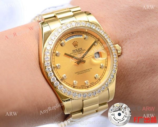 NEW UPGRADED Copy Rolex Day-date II All Gold Diamond Watch 41mm NEW UPGRADED Copy Rolex Day-date II All Gold Diamond Watch 41mm
