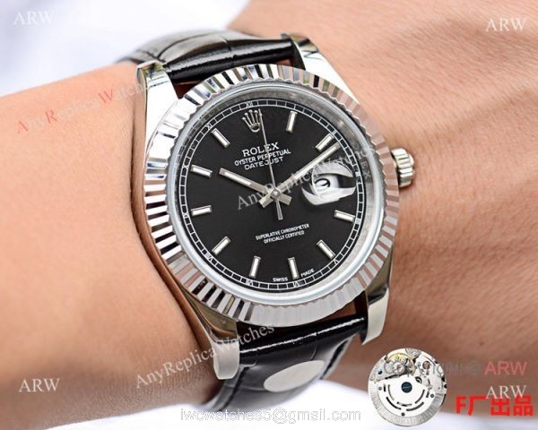 NEW UPGRADED Clone Rolex Datejust II 41mm Watch Black Dial Black Leather Strap NEW UPGRADED Clone Rolex Datejust II 41mm Watch Black Dial Black Leather Strap
