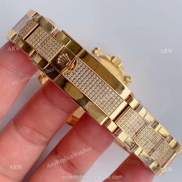 JH Factroy New Gold Rolex Daytona Rainbow Diamonds Watch Replica Swiss Cal 4130 JH Factroy New Gold Rolex Daytona Rainbow Diamonds Watch Replica Swiss Cal 4130