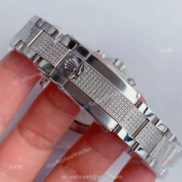 JH Factroy New Rolex Daytona Rainbow Full Pave Diamond Replica Watch Swiss 4130 Movement JH Factroy New Rolex Daytona Rainbow Full Pave Diamond Replica Watch Swiss 4130 Movement