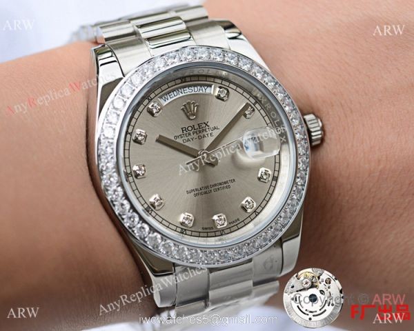 NEW UPGRADED Copy Rolex Day-Date II Stainless Steel President Gray Face NEW UPGRADED Copy Rolex Day-Date II Stainless Steel President Gray Face