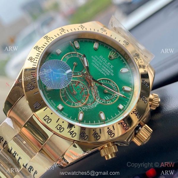 Fake Rolex Cosmograph Daytona Green Yellow Gold Watch 43mm Fake Rolex Cosmograph Daytona Green Yellow Gold Watch 43mm